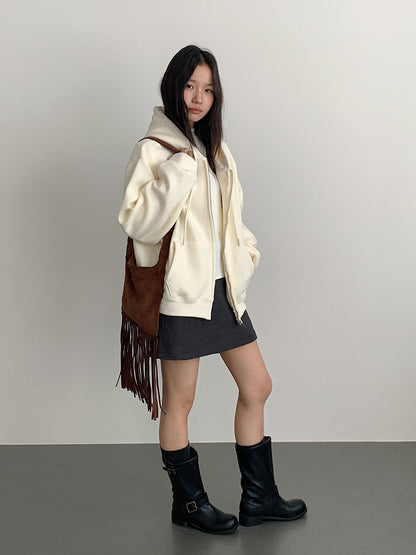 【LD11030】實拍冬季慵懶加絨加厚連帽衞衣外套251124