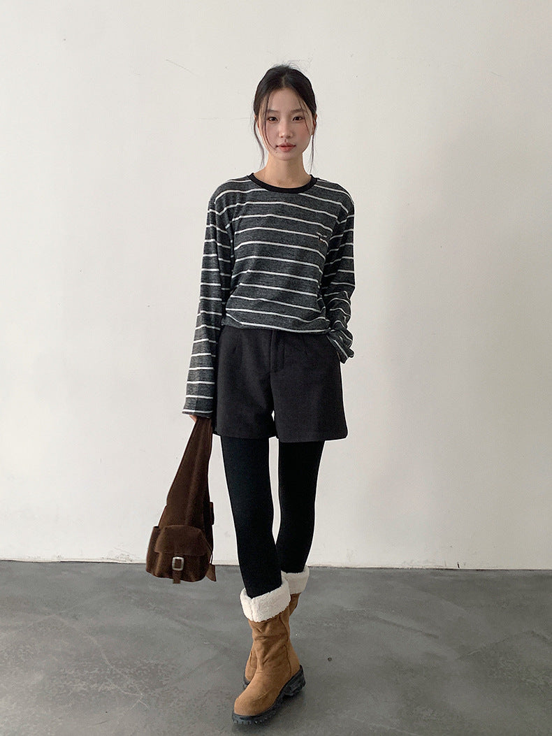 【LD11044】實拍厚款毛呢西裝短褲後鬆緊腰251202