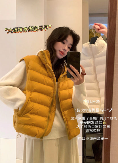 【L9339】實拍檸檬秋冬簡約顯瘦立領鋪棉背心外套251208