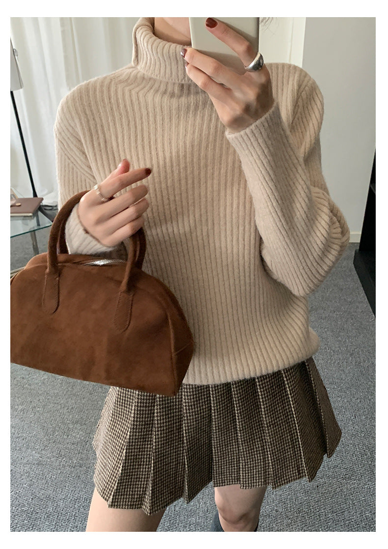 【H5484】實拍秋冬加厚慵懶高領針織毛衣251109