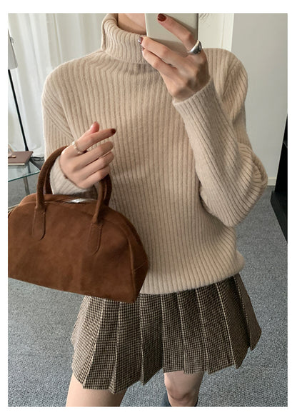 【H5484】實拍秋冬加厚慵懶高領針織毛衣251109