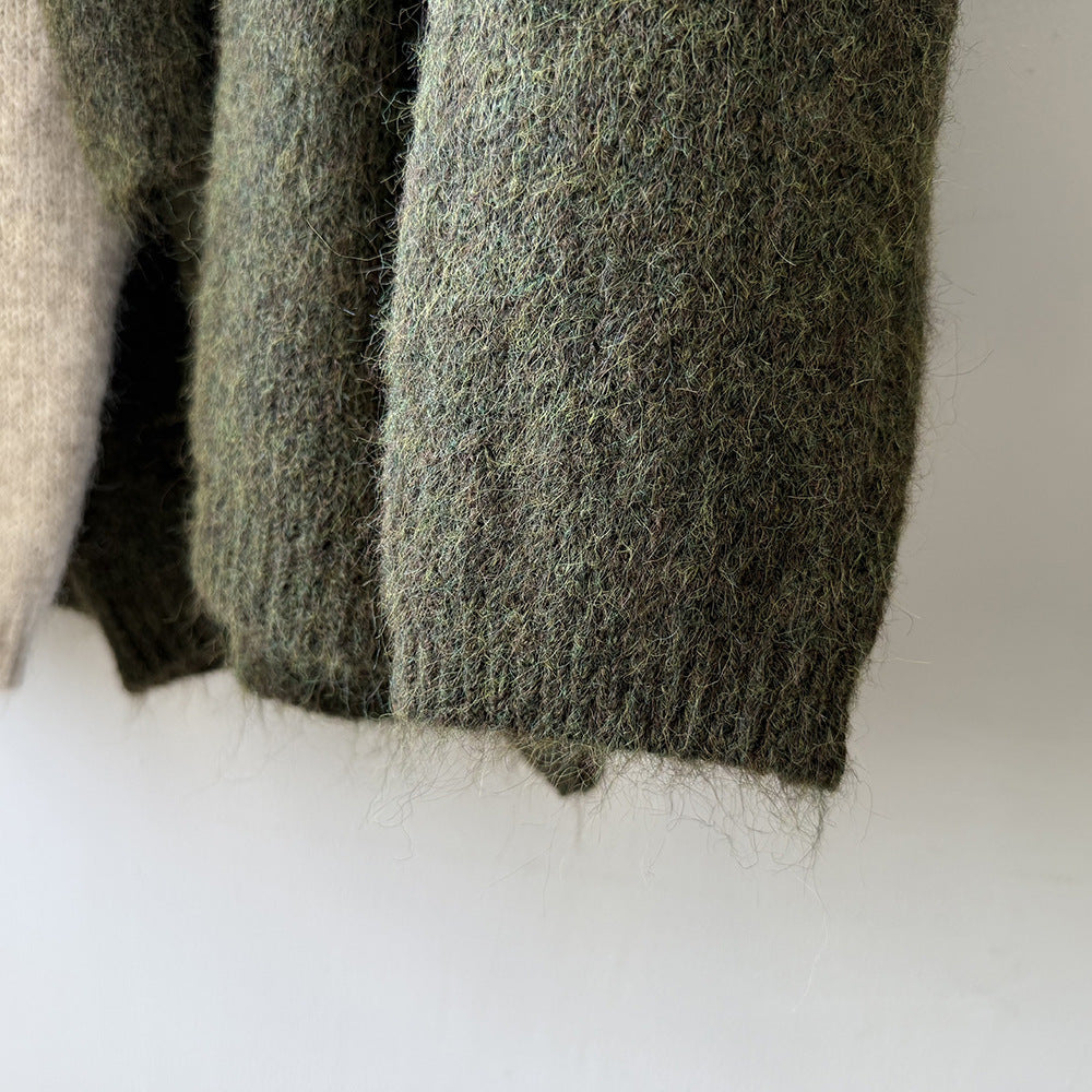 【Y25805】 實拍溫柔軟糯V領毛衣+針織披肩(含羊毛3％）251023