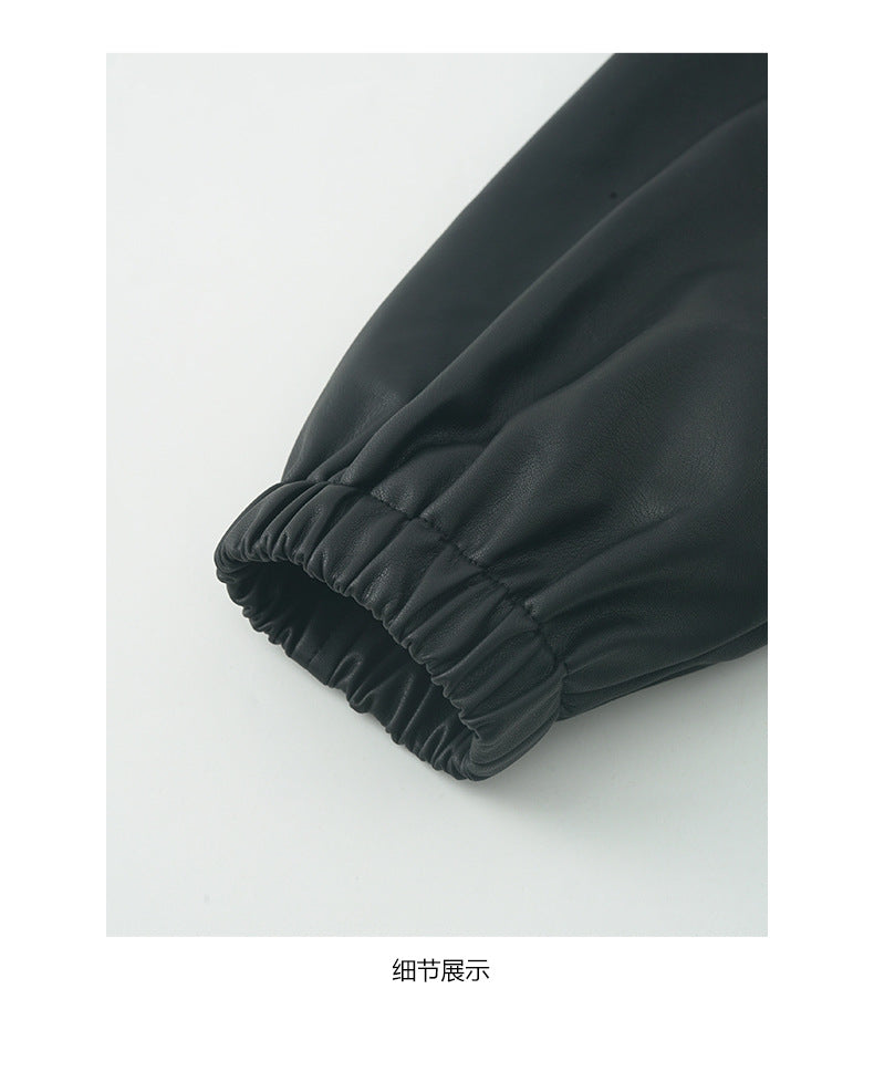 【H5485】實拍高級感毛領PU皮衣夾棉加厚外套251109