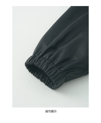 【H5485】實拍高級感毛領PU皮衣夾棉加厚外套251109