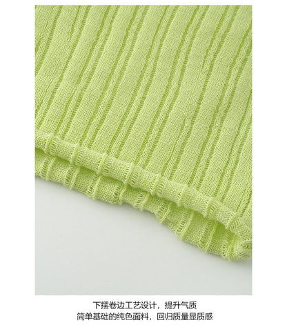 【H5208】實拍夏天簡約羅紋肌理卷邊針織背心250422