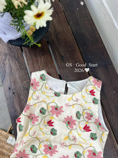 【L818W】甜美初戀少女感✨精緻重工刺繡不規則修身無袖背心260518