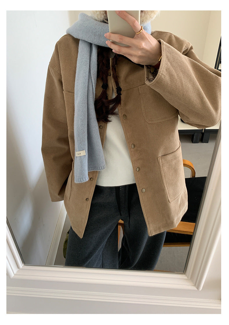 【H5500】實拍 復古燈芯絨加厚夾棉大衣外套251118