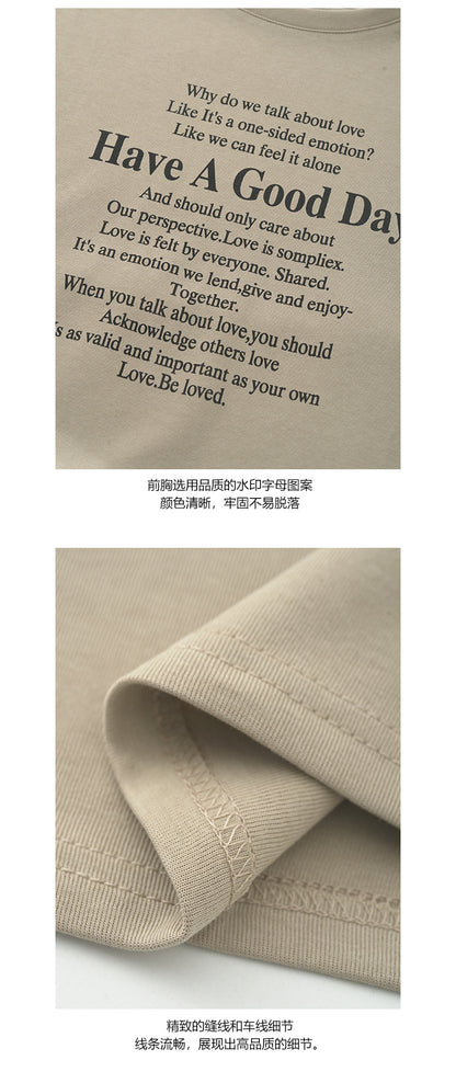 【H5019】實拍早春寬鬆隨興感字母棉質短袖T恤250210