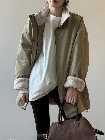 【Y82650】實拍立領帥氣內裡羊羔毛工裝外套251016