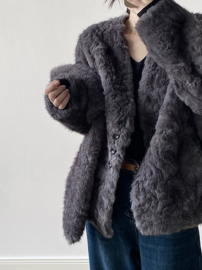 【YH707】實拍高質感毛茸茸仿皮毛保暖一体毛绒外套＋圍巾251113