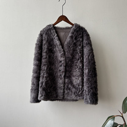 【YH707】實拍高質感毛茸茸仿皮毛保暖一体毛绒外套＋圍巾251113