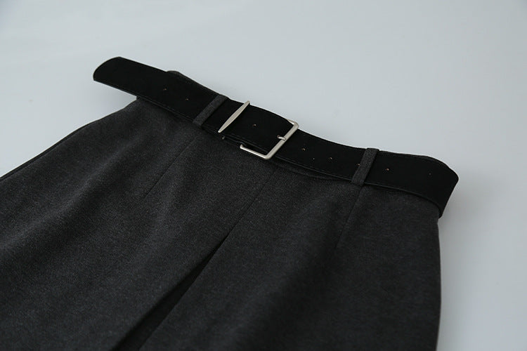 【LD3300】實拍S~XL韓版高腰顯瘦毛呢A字裙＋腰帶251103