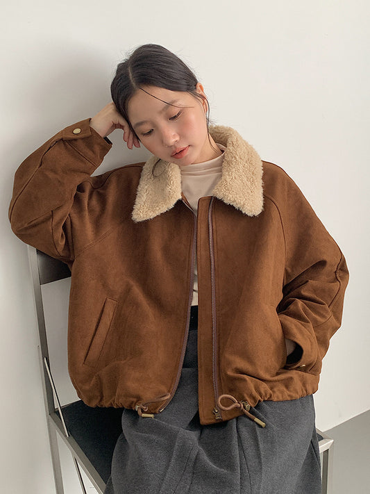 【LD3298】實拍冬季必備厚款短款麂皮絨機車外套251103