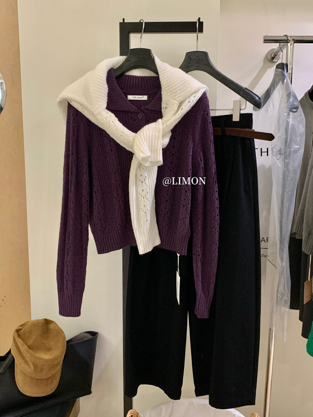 【LSC1072】檸檬簍空polo領針織開衫251117