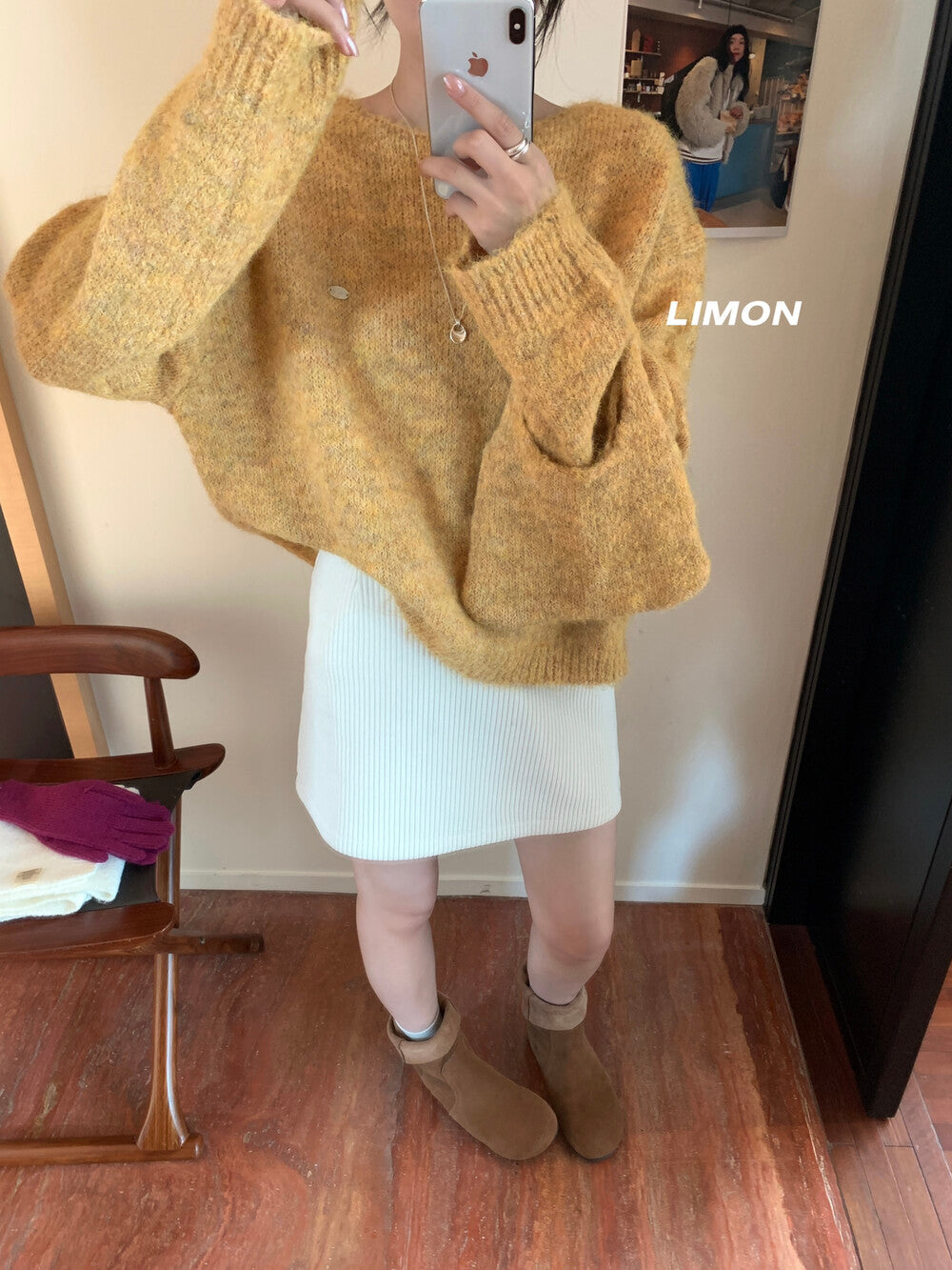 【L6873】實拍檸檬秋冬簡約軟糯保暖毛衣+針織手拎包251117