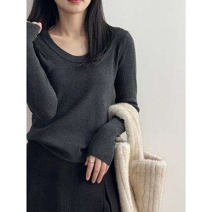 【Y275】實拍冬季U領長袖針織衫251106