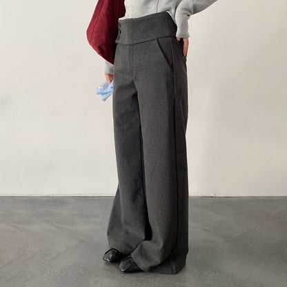 【LD11048】實拍S~XL秋冬毛呢厚款高腰直筒褲251202