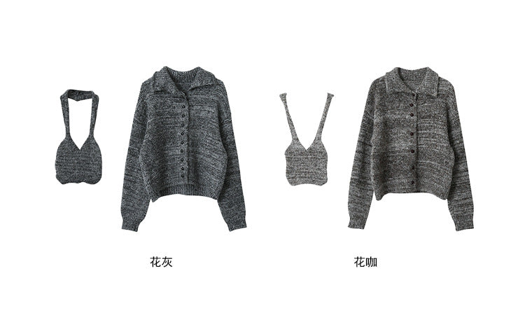 【LD3296】實拍輕奢復古寬翻領厚實針織外套＋針織包251103