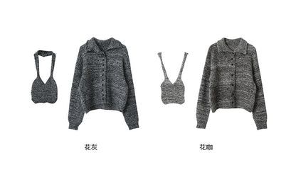 【LD3296】實拍輕奢復古寬翻領厚實針織外套＋針織包251103