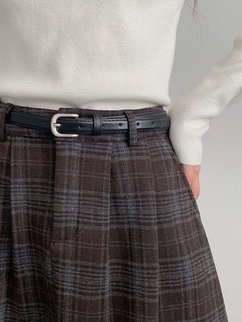 【LD11071】實拍氣質復古格紋毛呢a字裙251209