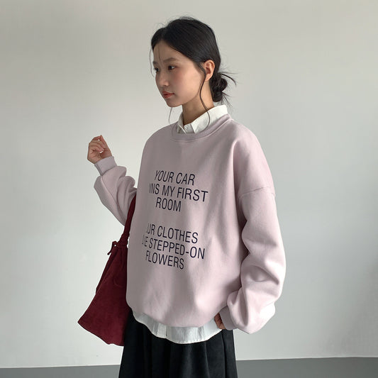 【LD11021】實拍加絨加厚印花寬鬆情侶裝衞衣251110