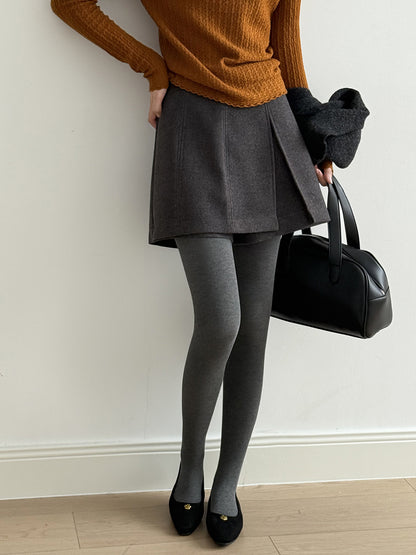 【Y82682】實拍冬季厚款毛呢高腰開叉裙褲 251106