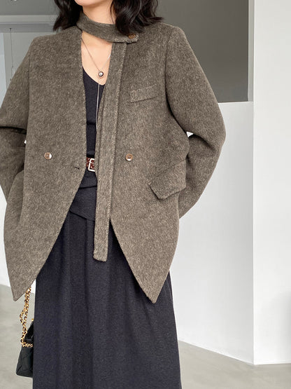 【cimz809】實拍復古雙面羊毛西裝外套+飄帶（羊毛100)251120