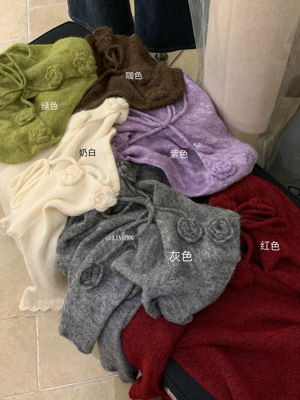【L6886】實拍檸檬秋冬法式立體花朵長袖針織衫251208
