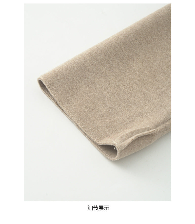 【H5479】實拍秋冬英倫翻領束腰雙面呢羊絨長外套251109