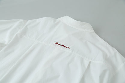 【LD2732】實拍韓版字母刺繡藍色襯衫250908