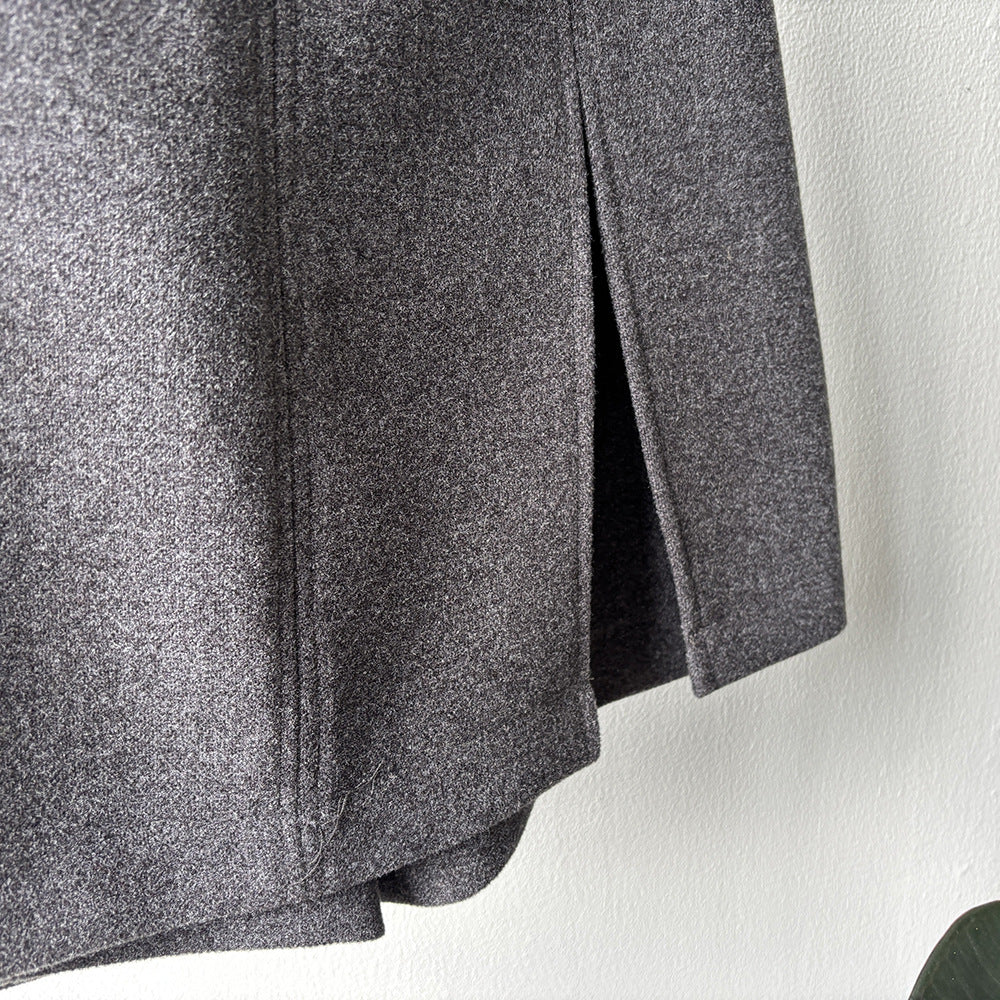 【Y82682】實拍冬季厚款毛呢高腰開叉裙褲 251106