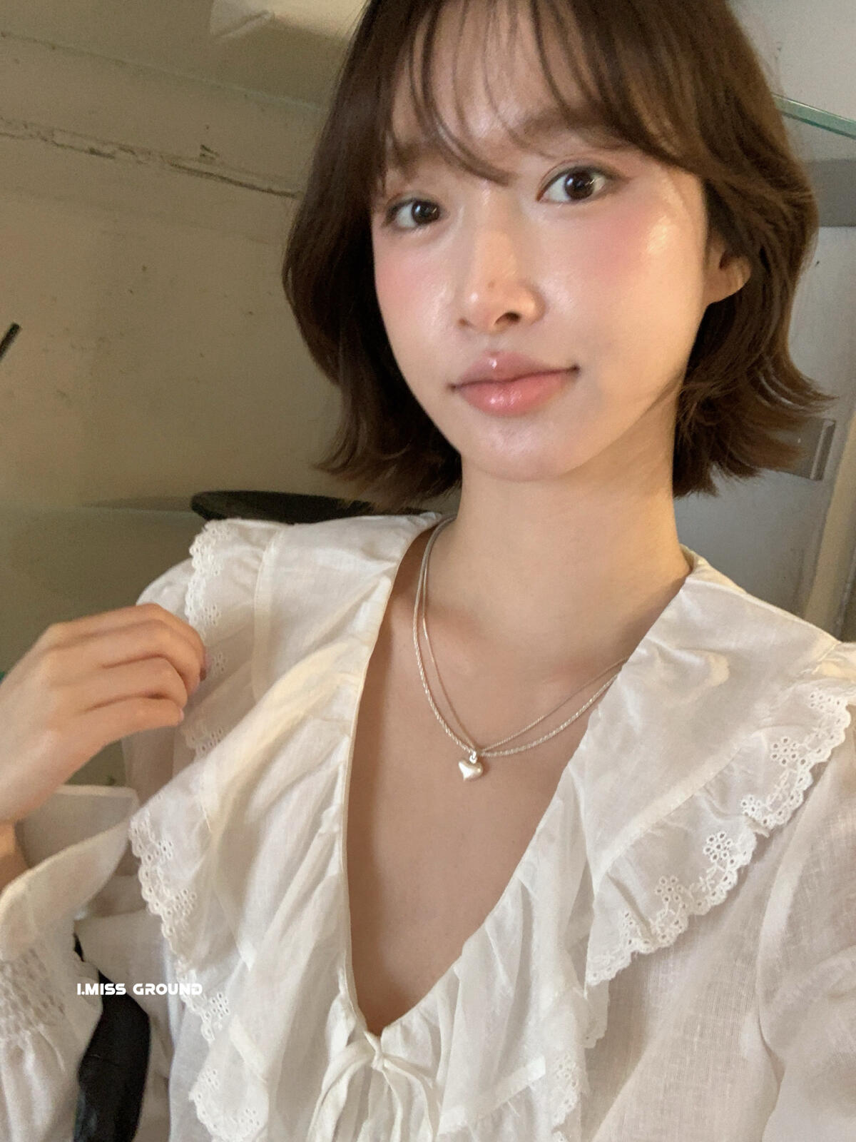 【LR61027】實拍imiss簡約百搭！荷葉邊V領繫帶棉麻長袖襯衫260305