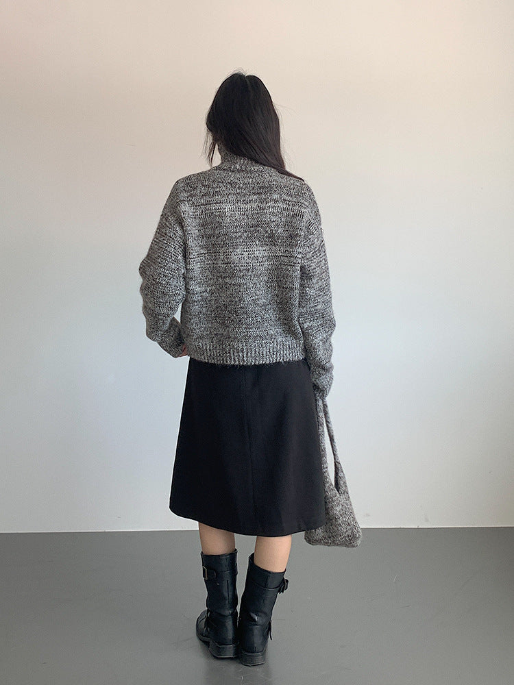 【LD3296】實拍輕奢復古寬翻領厚實針織外套＋針織包251103