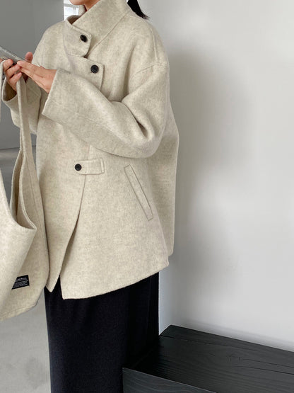 【cim2517】實拍蘇黎世冬日立領雙面呢毛呢外套大衣(100羊毛)251030