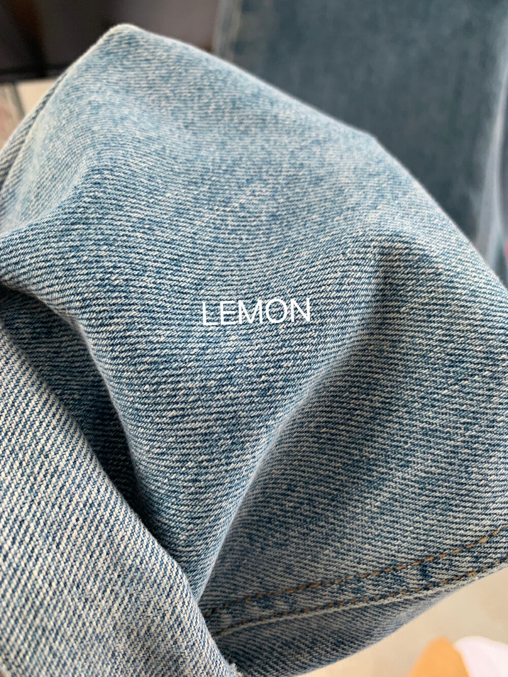 【LMM003】檸檬春夏簡約寬鬆高腰直筒藍色牛仔褲240223