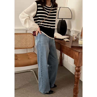 在台現貨【H742】實拍韓國清新氣質設計假兩件上衣