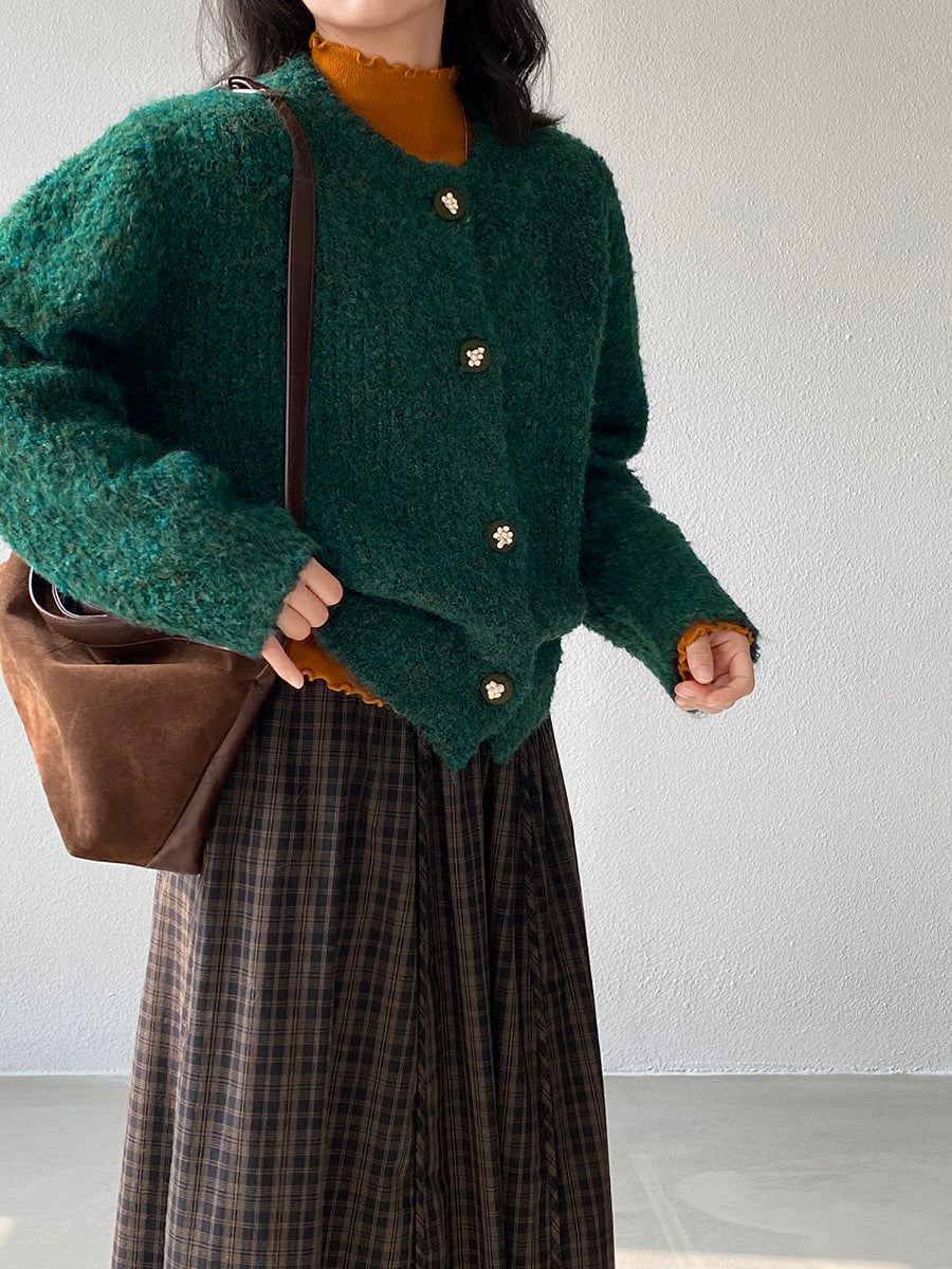 【cimz1391】實拍毛茸茸可愛羊毛針織毛衣開衫（羊毛14%)251201