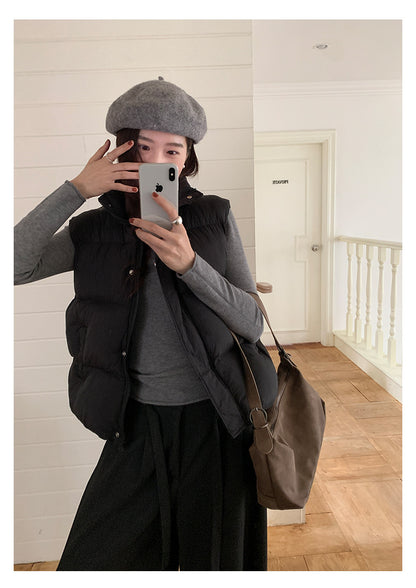 【H5474】實拍秋冬簡約立領保暖棉服背心251109