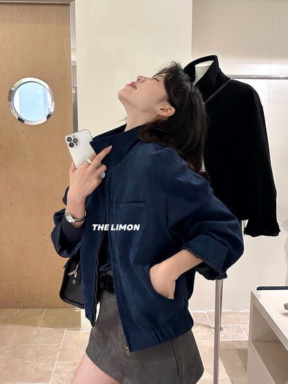 【L9150】實拍檸檬復古寬鬆羊津絨工裝長袖短外套251117