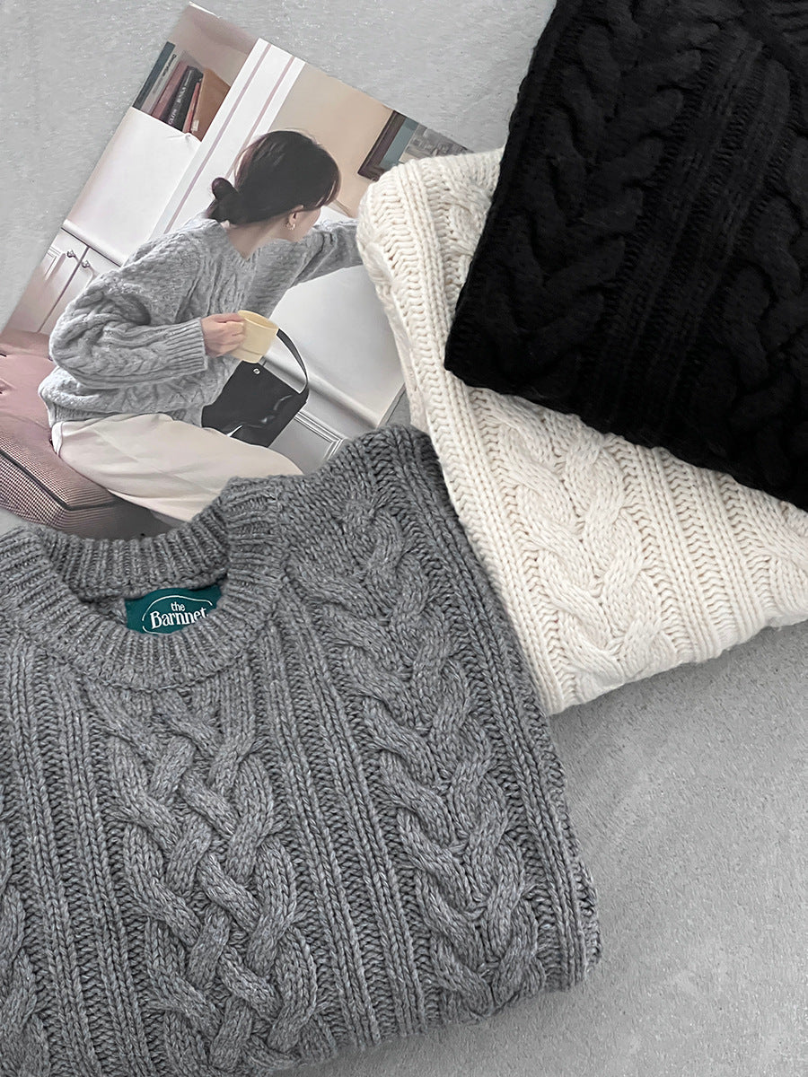 【cimz1398】實拍復古加厚保暖棒針麻花針織毛衣（棉羊毛17)251120