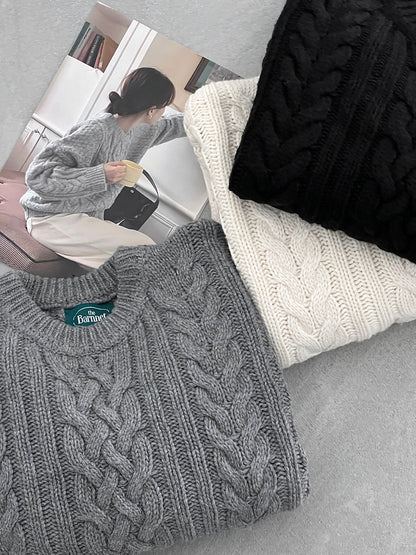 【cimz1398】實拍復古加厚保暖棒針麻花針織毛衣（棉羊毛17)251120