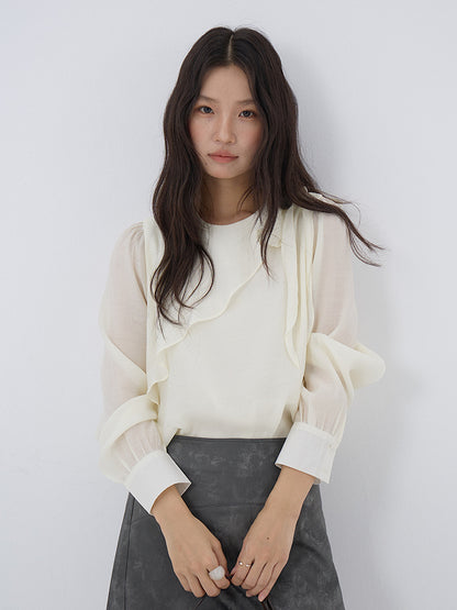 【LD3290】實拍法式釘珠蝴蝶結天絲雪紡襯衫251103