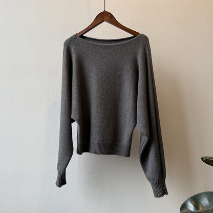 【YP2081】 實拍一字領斜肩慵懶針織毛衣251023