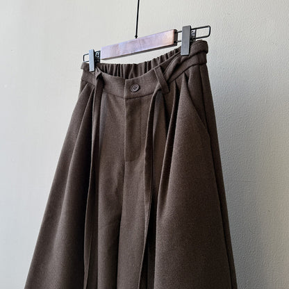 【Y82677】 實拍復古系帶加厚七分闊腿褲251023