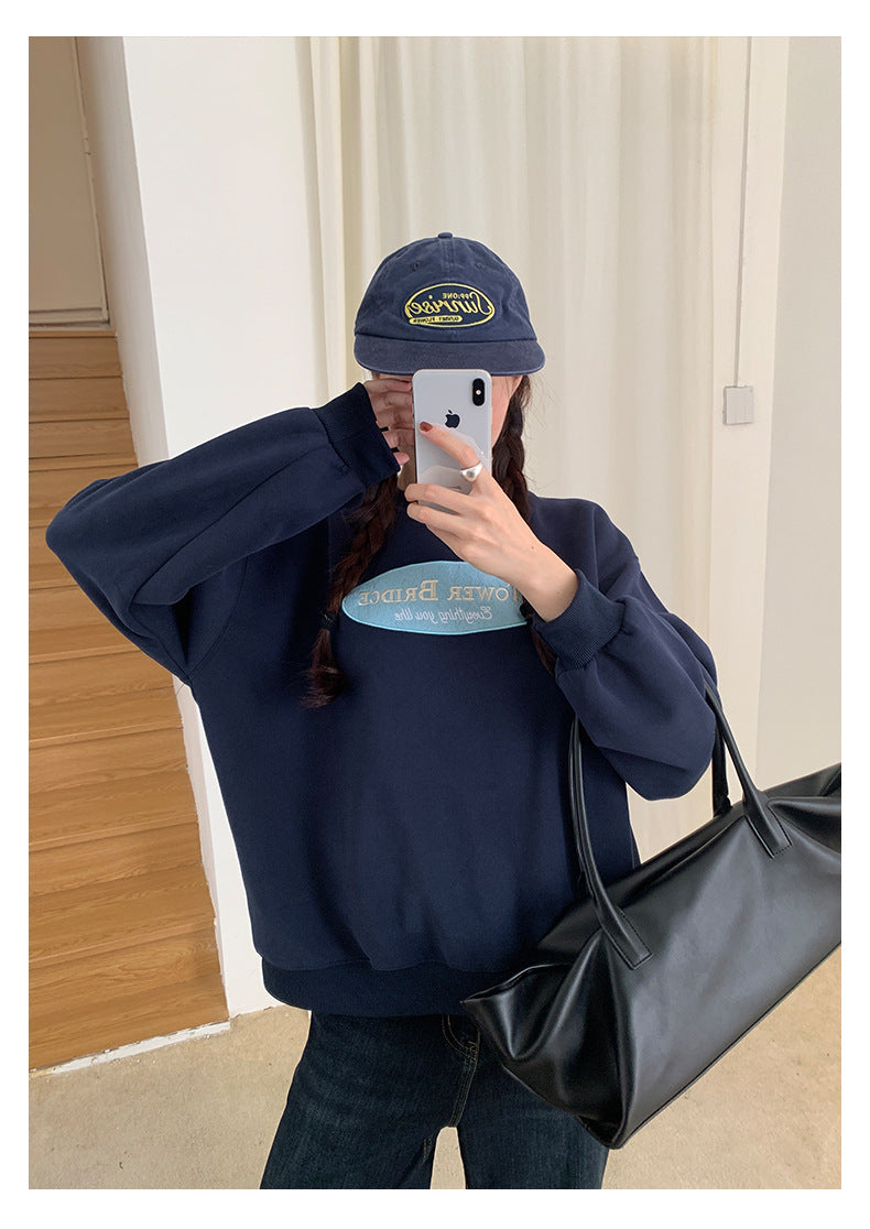 【H5478】實拍秋冬韓國質感刺繡棉質舒適衞衣251109