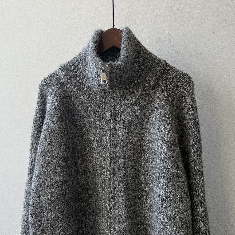 【YP1042】 實拍軟糯寬鬆高領針織毛衣外套(含羊毛4%) 251023