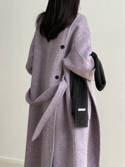 【Y25527】實拍高單質感雙面羊毛呢立領大衣（棉羊毛68%)251106