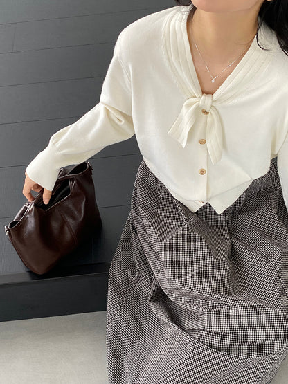 【cimJ8902】實拍氣質小香蝴蝶结針織開衫251114