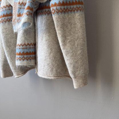 【YP6106】 實拍費爾島提花針織外套＋圍巾(含羊毛3%) 251023