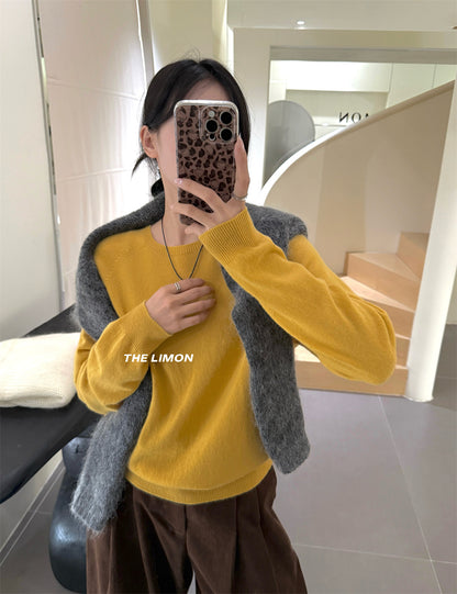 【L8328】實拍檸檬秋冬無縫一體顯瘦圓領保暖毛衣250930